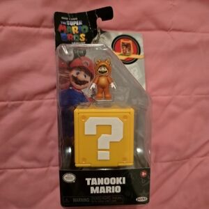 The Super Mario Bros. Movie 1.25 inch Mini Tanooki Mario with Question Block